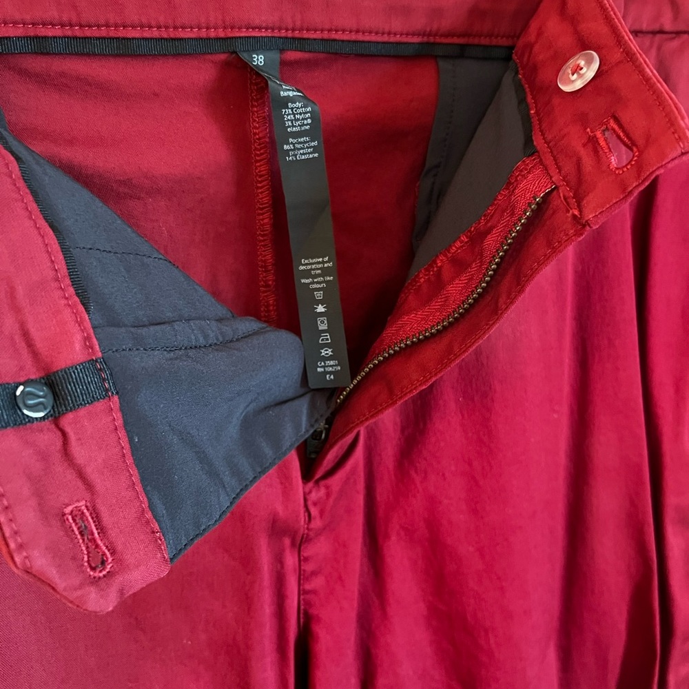 Lululemon Men’s Commission Pant Classic Swift Cotton 38x34 Oxblood